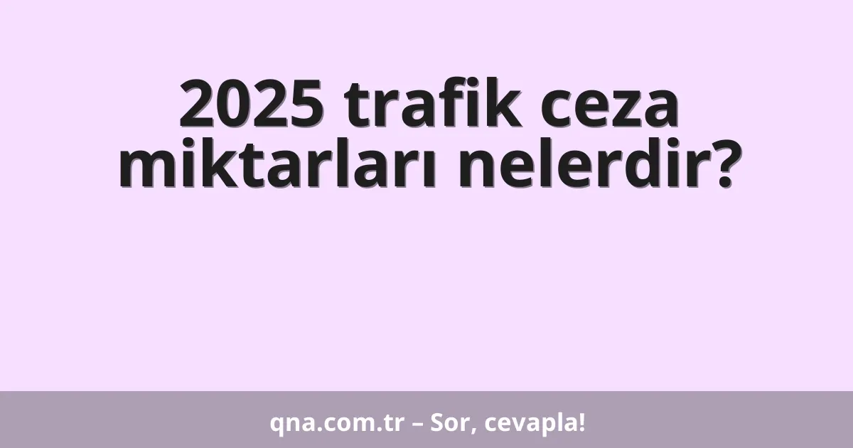 2025 trafik ceza miktarları nelerdir?