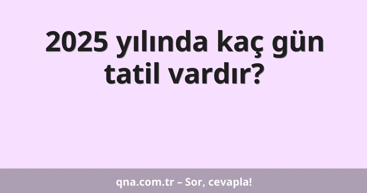 2025 yılında kaç gün tatil vardır?
