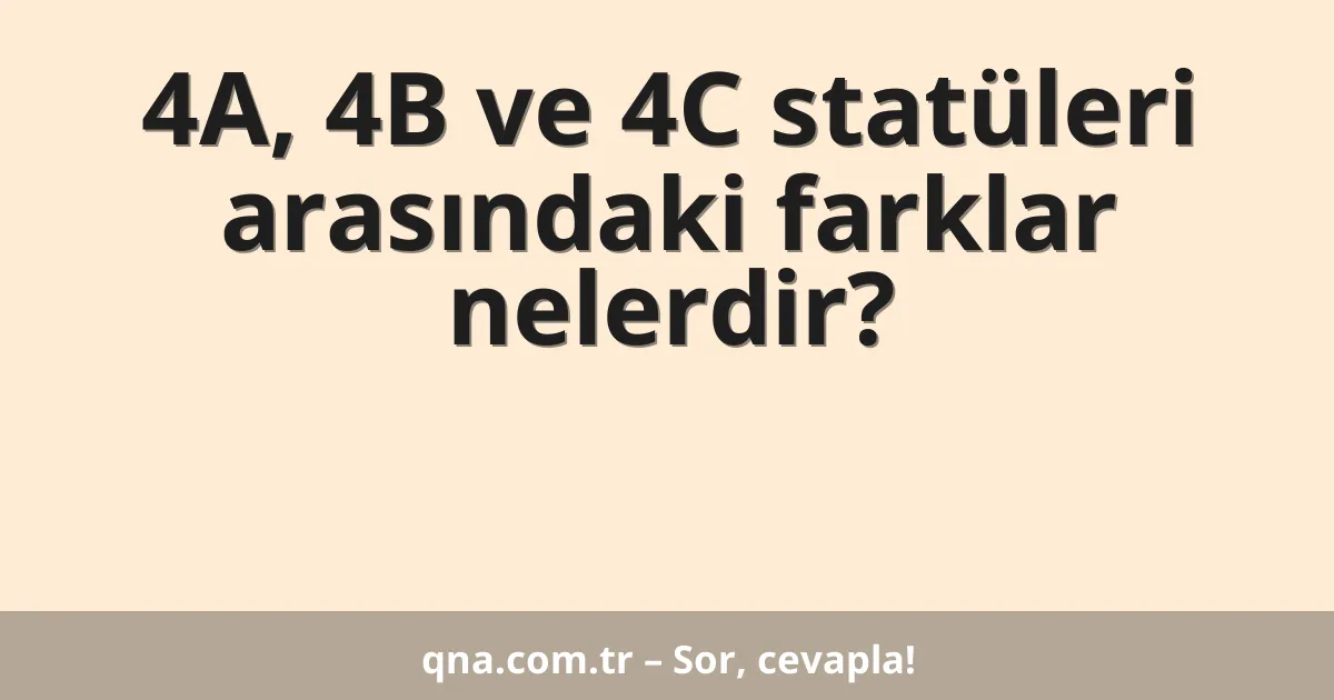 4A, 4B ve 4C statüleri arasındaki farklar nelerdir?
