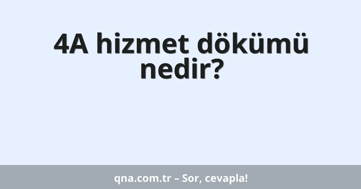 4A hizmet dökümü nedir?