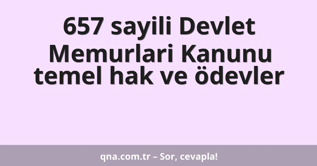 657 sayili Devlet Memurlari Kanunu temel hak ve ödevler