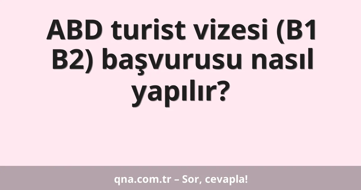 ABD turist vizesi (B1 B2) başvurusu nasıl yapılır?
