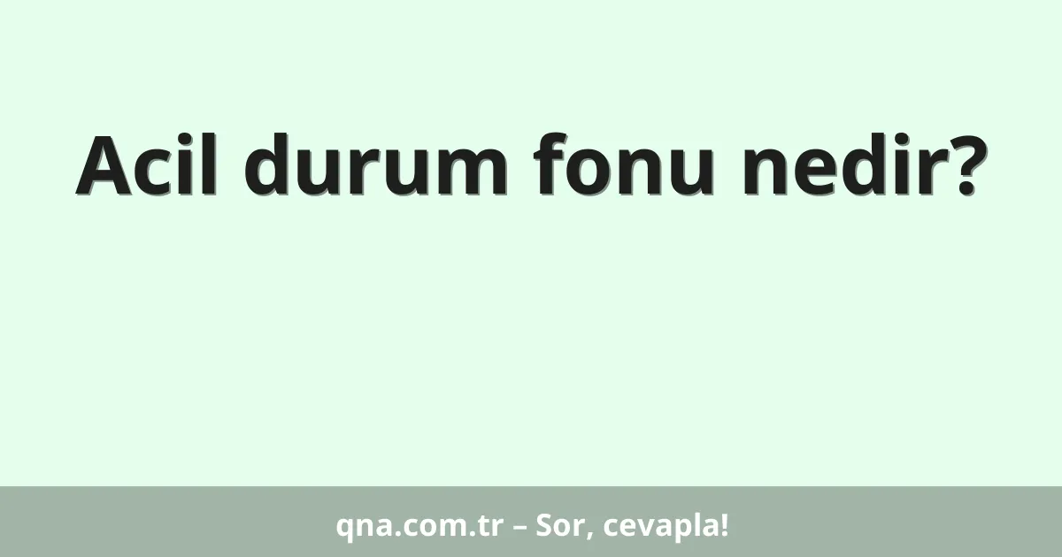 Acil durum fonu nedir?