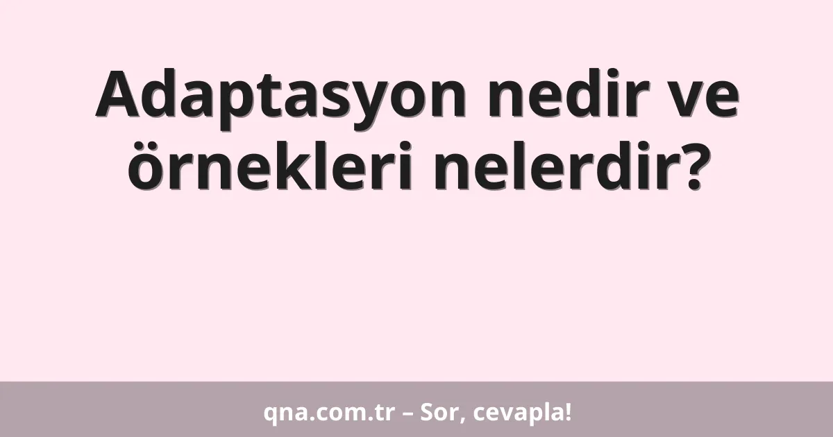 Adaptasyon nedir ve örnekleri nelerdir?