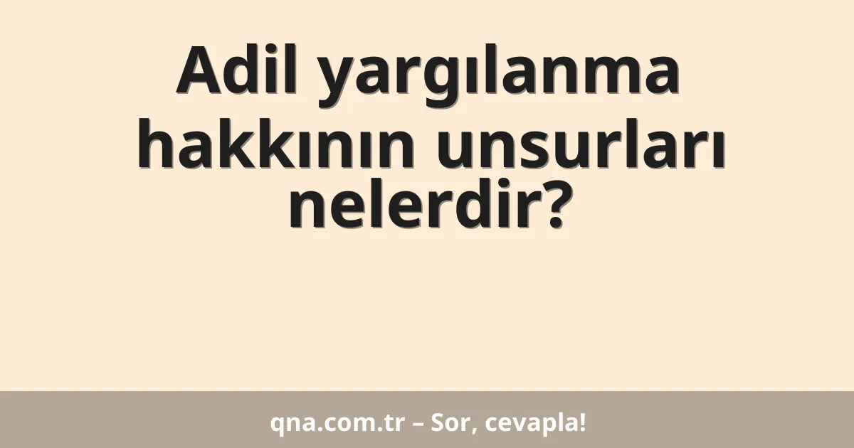 Adil yargılanma hakkının unsurları nelerdir?