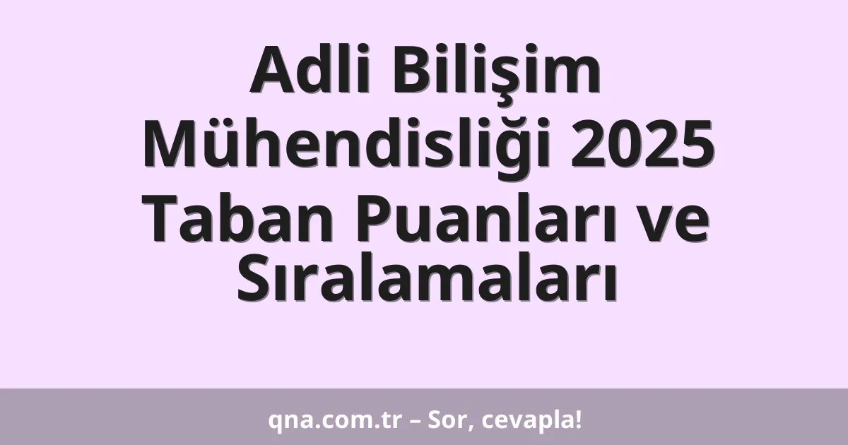 Adli Bilişim Mühendisliği 2025 Taban Puanları ve Sıralamaları