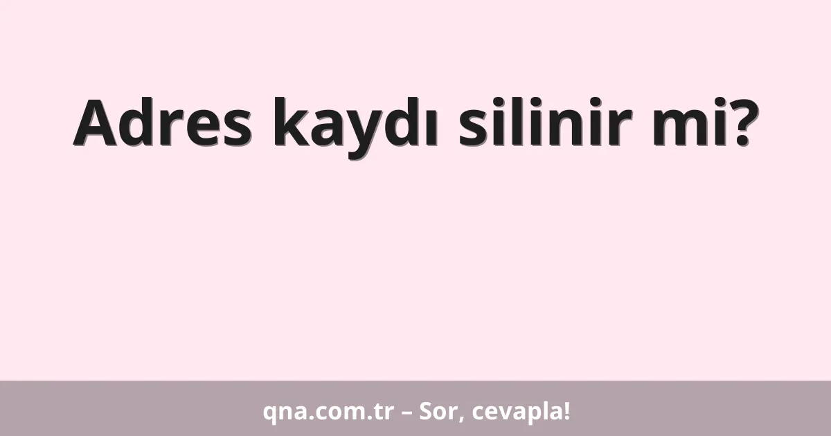 Adres kaydı silinir mi?