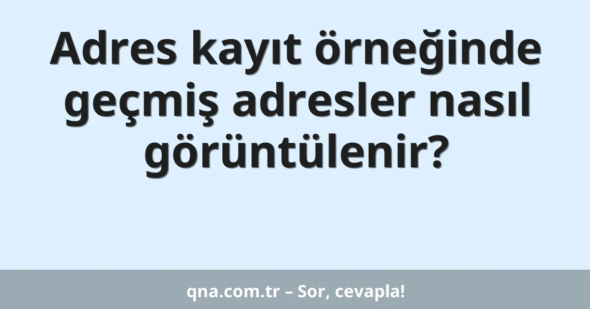 Adres kayıt örneğinde geçmiş adresler nasıl görüntülenir?