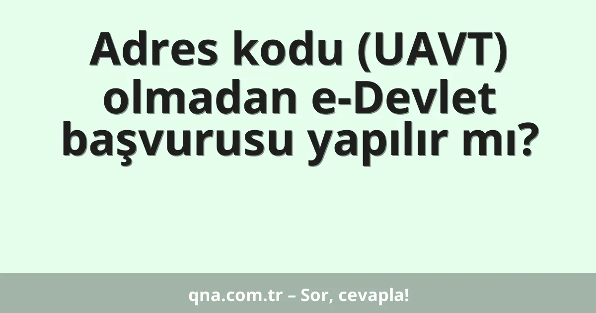 Adres kodu (UAVT) olmadan e-Devlet başvurusu yapılır mı?