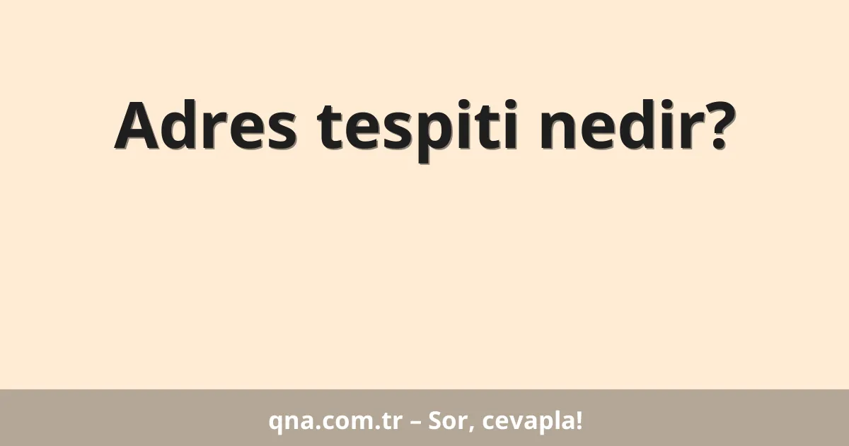 Adres tespiti nedir?