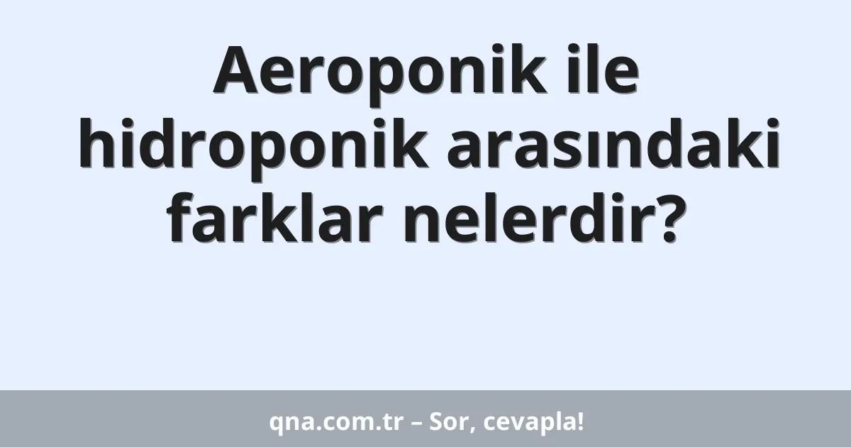 Aeroponik ile hidroponik arasındaki farklar nelerdir?