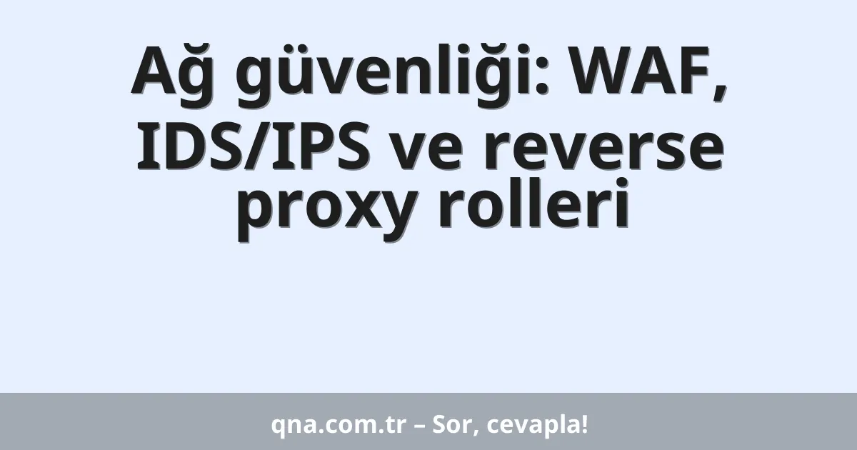 Ağ güvenliği: WAF, IDS/IPS ve reverse proxy rolleri