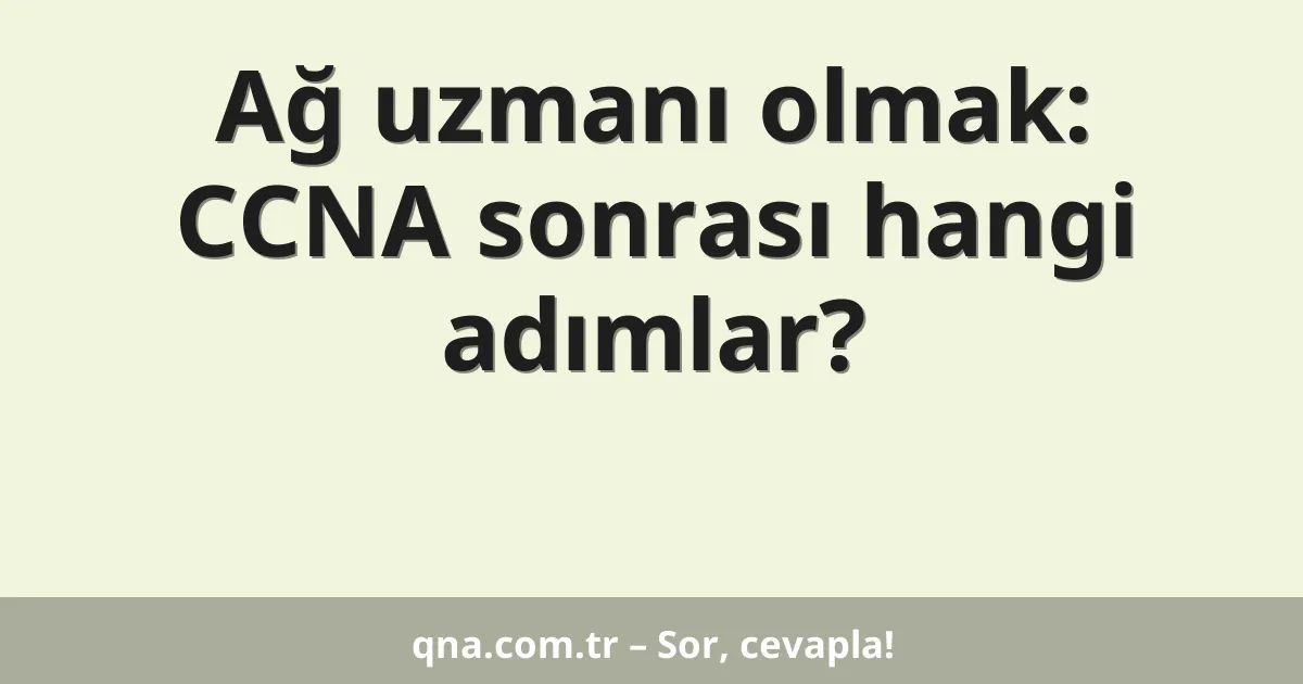 Ağ uzmanı olmak: CCNA sonrası hangi adımlar?