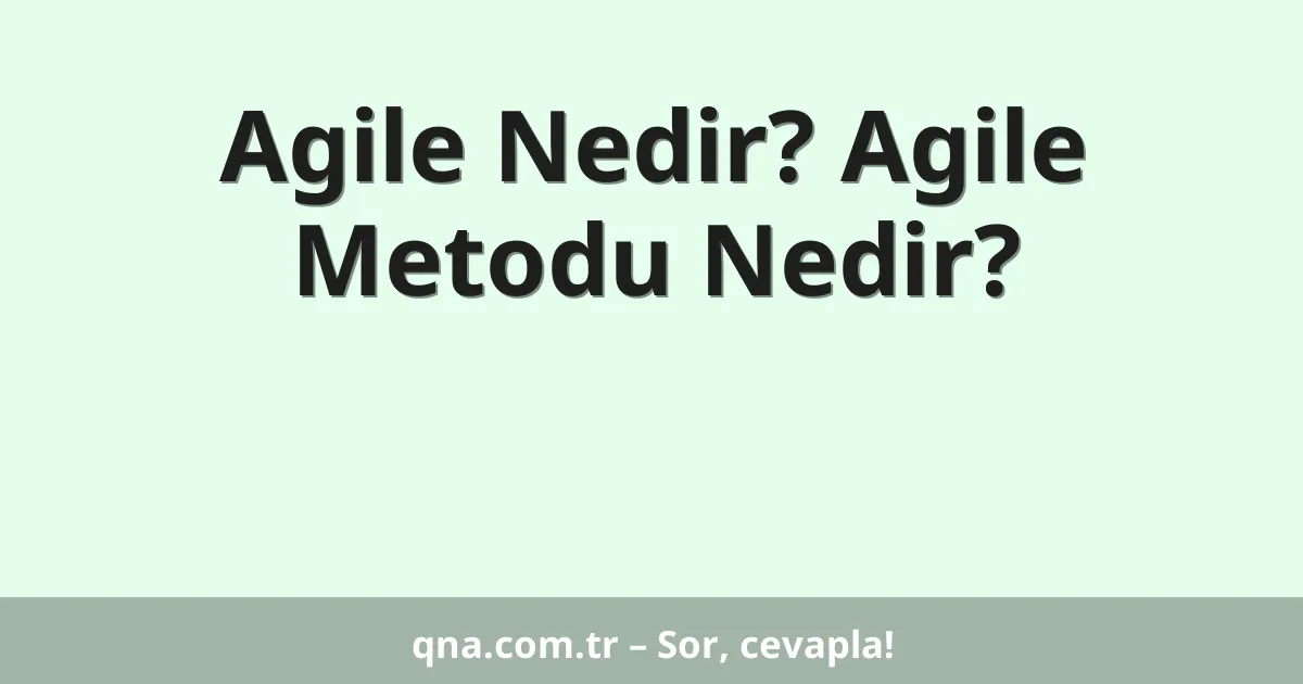 Agile Nedir? Agile Metodu Nedir?