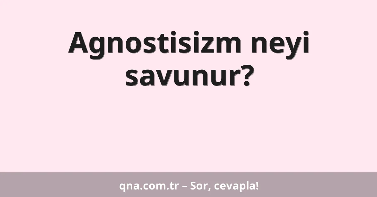 Agnostisizm neyi savunur?