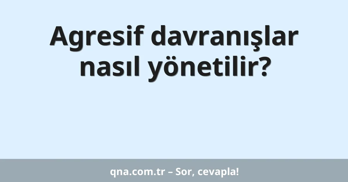 Agresif davranışlar nasıl yönetilir?