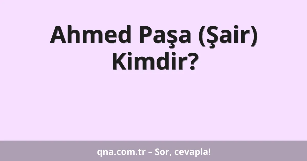 Ahmed Paşa (Şair) Kimdir?