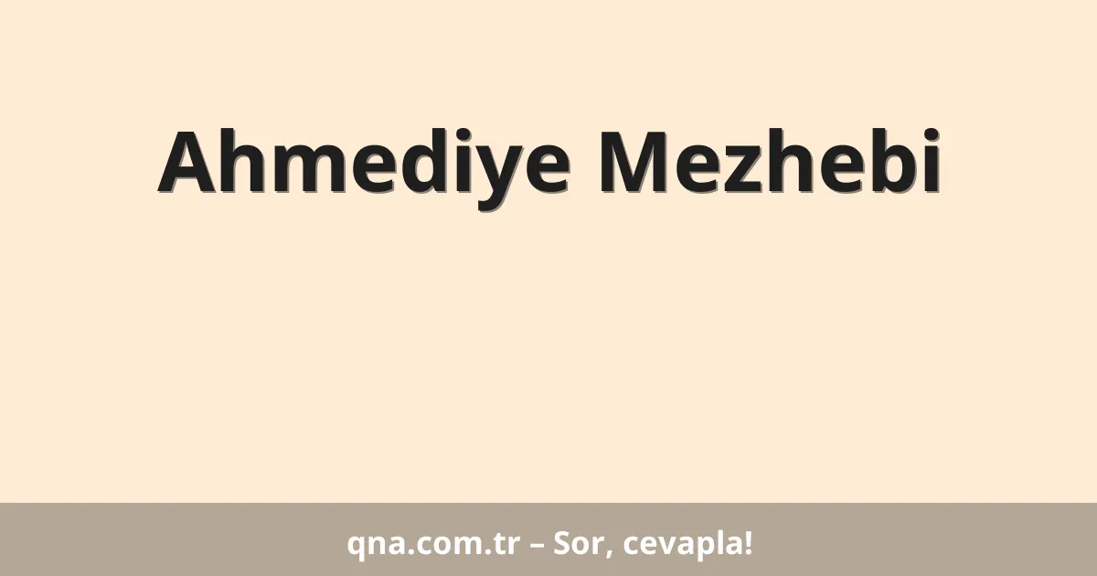 Ahmediye Mezhebi