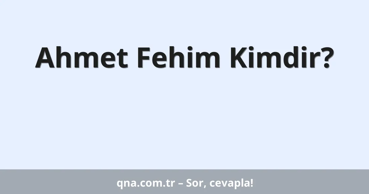 Ahmet Fehim Kimdir?
