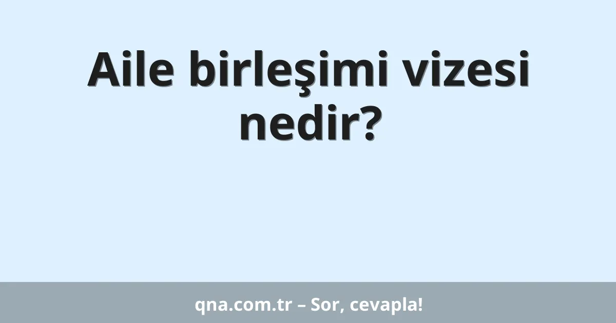Aile birleşimi vizesi nedir?