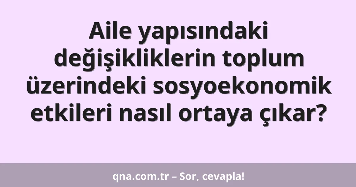 Aile yapısındaki değişikliklerin toplum üzerindeki sosyoekonomik etkileri nasıl ortaya çıkar?