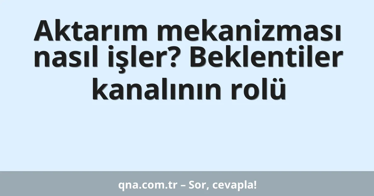 Aktarım mekanizması nasıl işler? Beklentiler kanalının rolü