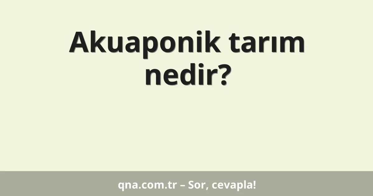 Akuaponik tarım nedir?