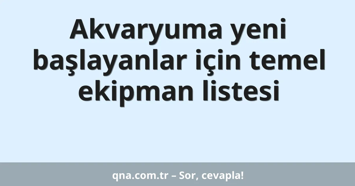 Akvaryuma yeni başlayanlar için temel ekipman listesi