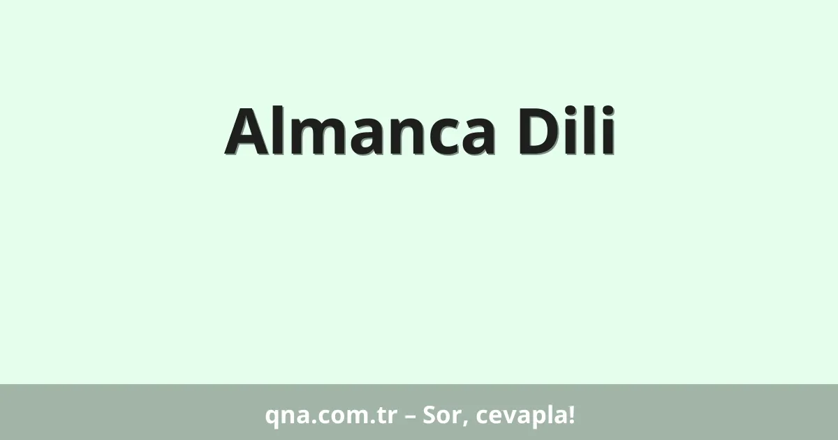 Almanca Dili