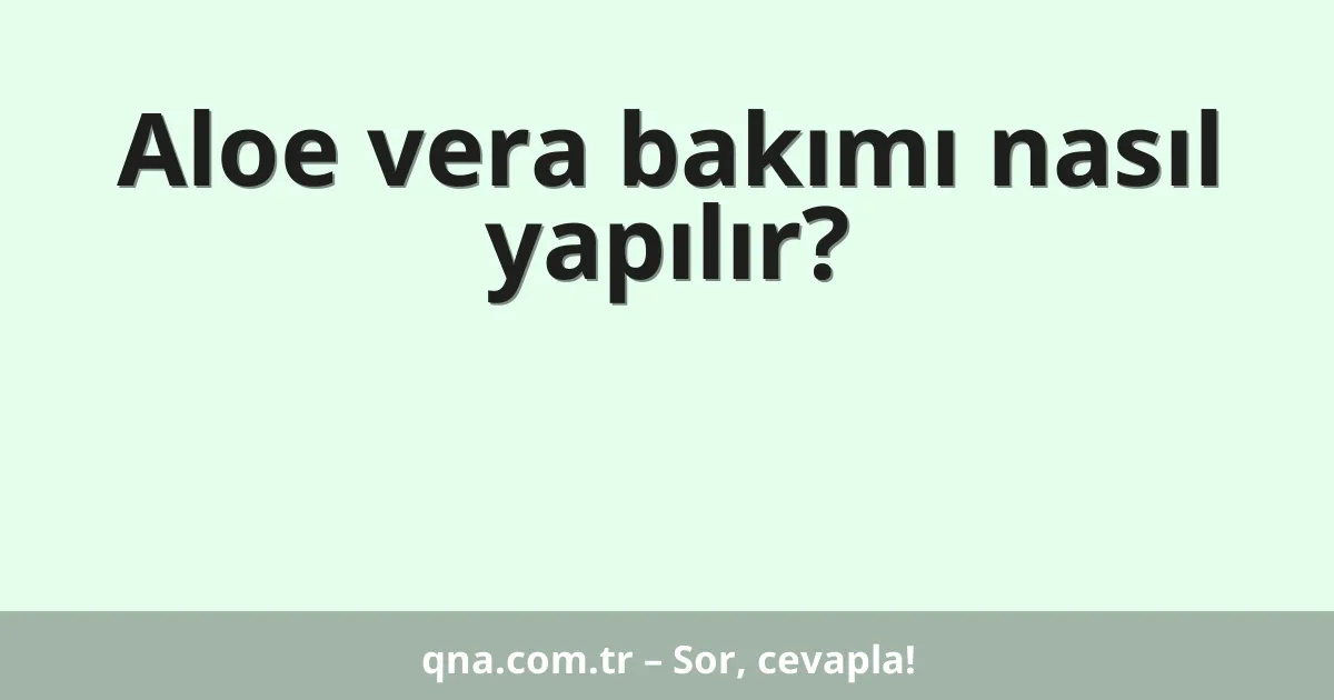 Aloe vera bakımı nasıl yapılır?