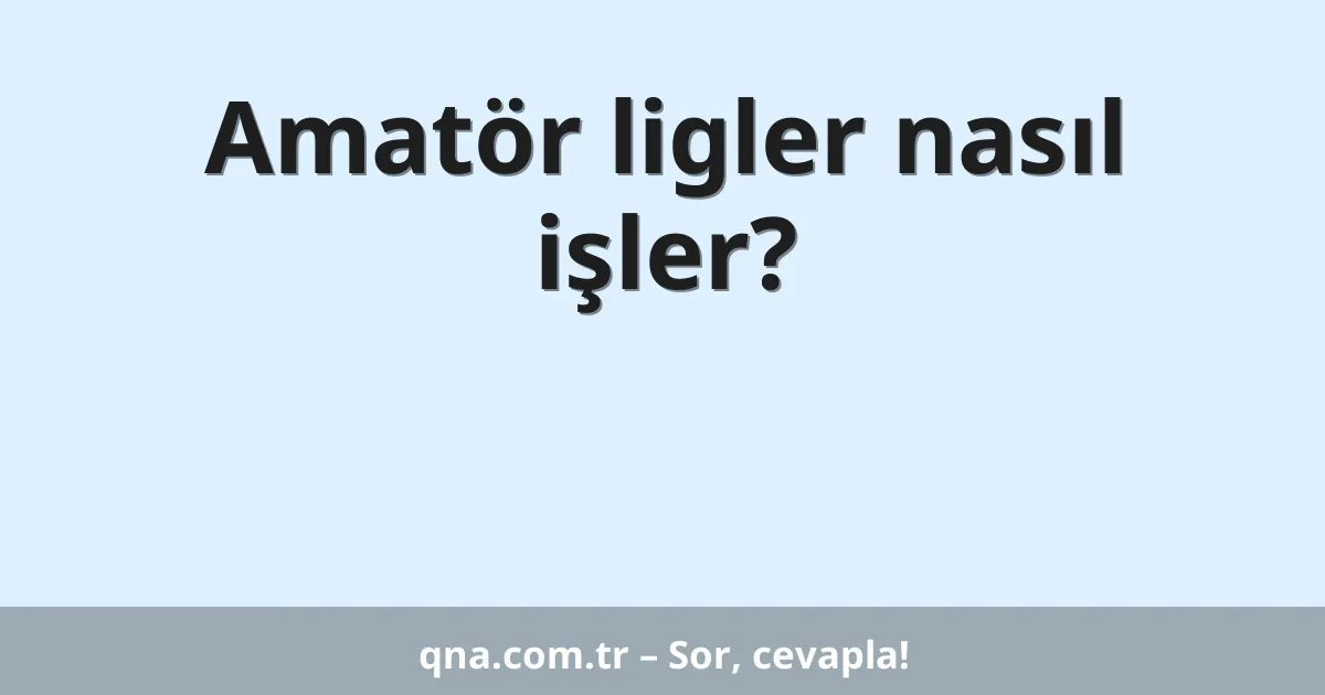 Amatör ligler nasıl işler?