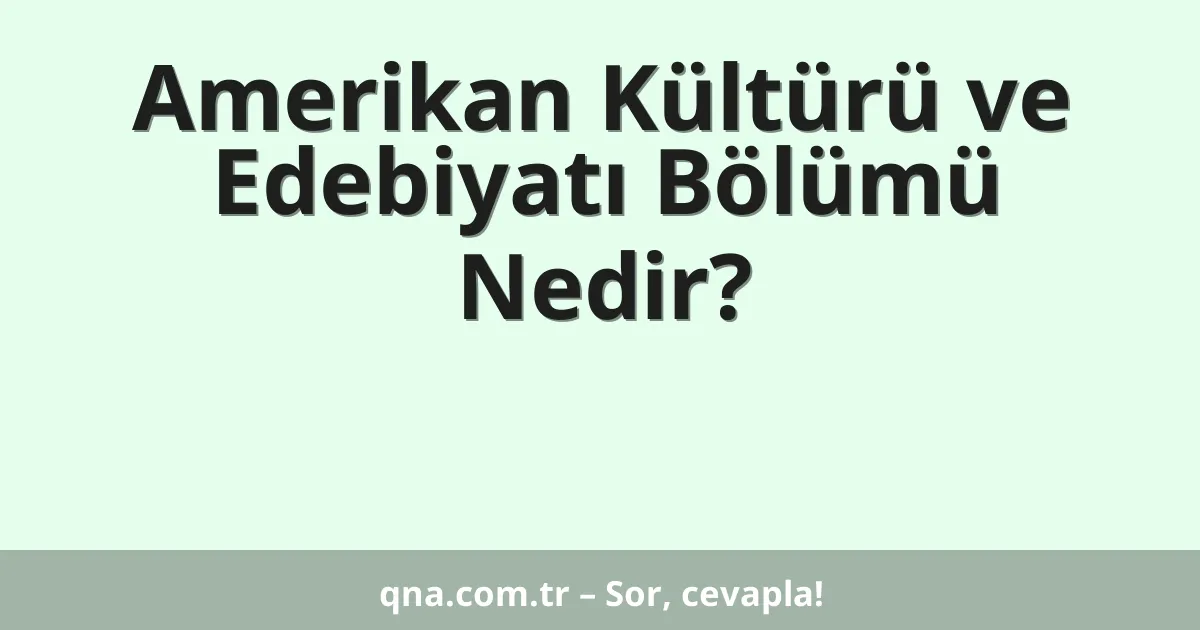 Amerikan Kültürü ve Edebiyatı Bölümü Nedir?