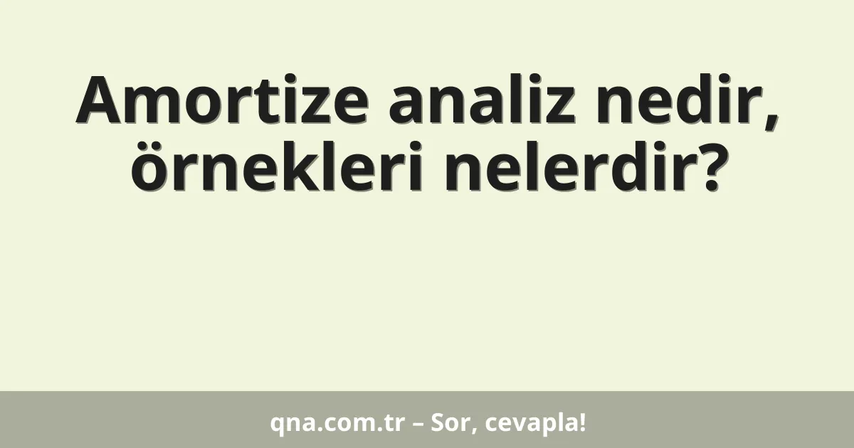 Amortize analiz nedir, örnekleri nelerdir?