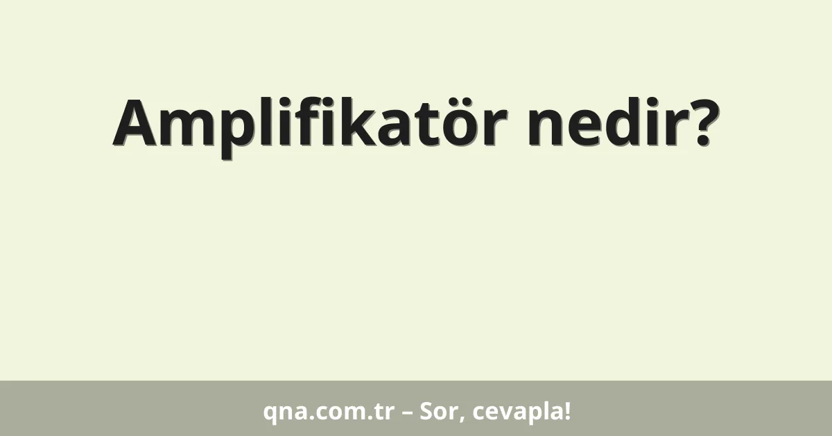 Amplifikatör nedir?