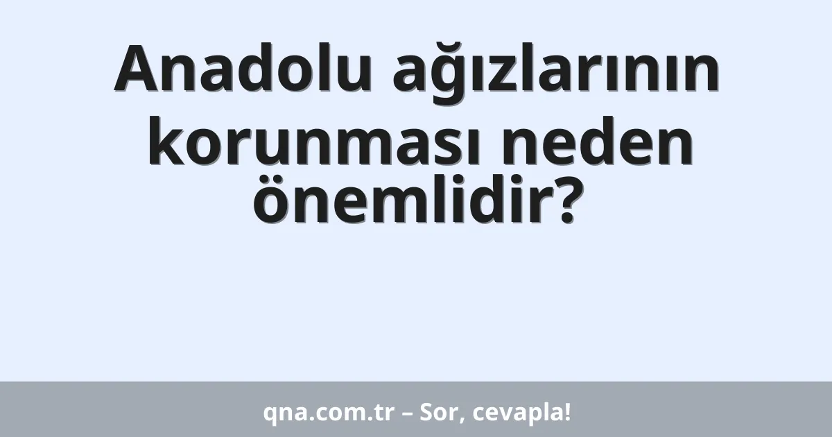 Anadolu ağızlarının korunması neden önemlidir?