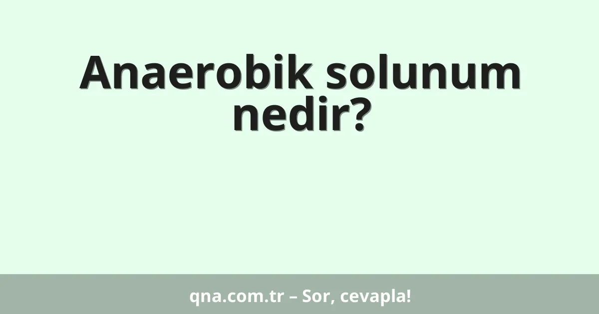 Anaerobik solunum nedir?