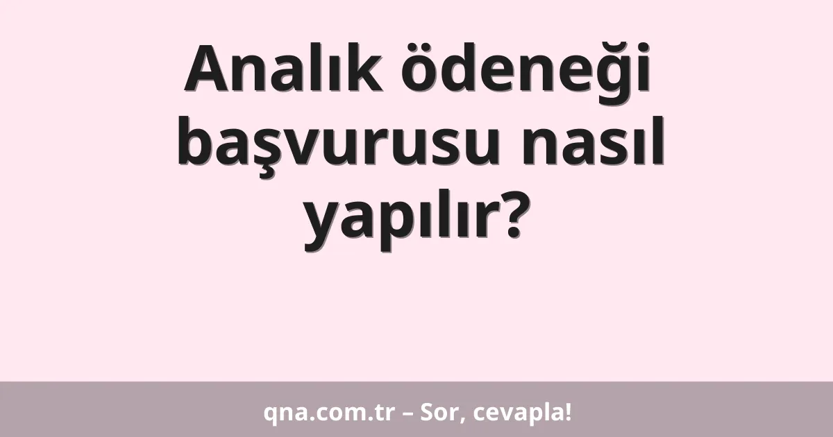 Analık ödeneği başvurusu nasıl yapılır?