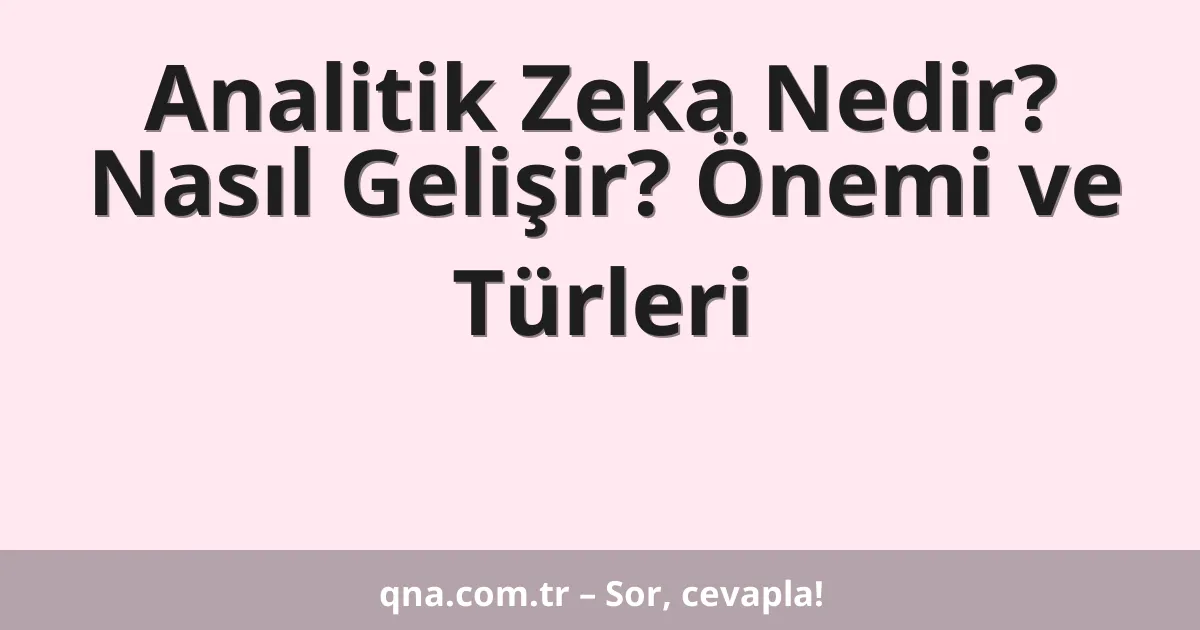 Analitik Zeka Nedir? Nasıl Gelişir? Önemi ve Türleri