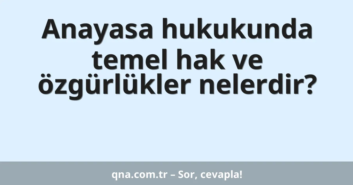 Anayasa hukukunda temel hak ve özgürlükler nelerdir?