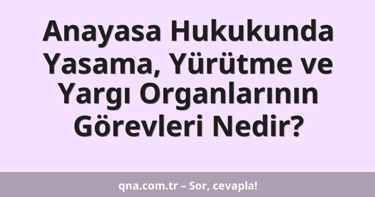 Anayasa Hukukunda Yasama, Yürütme ve Yargı Organlarının Görevleri Nedir?