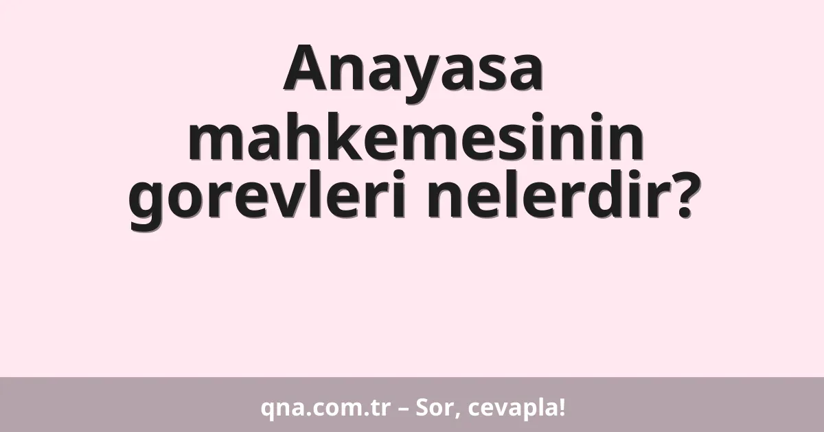 Anayasa mahkemesinin gorevleri nelerdir?