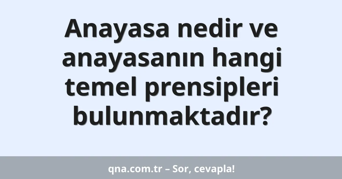Anayasa nedir ve anayasanın hangi temel prensipleri bulunmaktadır?