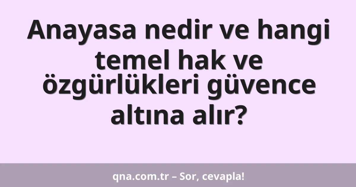 Anayasa nedir ve hangi temel hak ve özgürlükleri güvence altına alır?