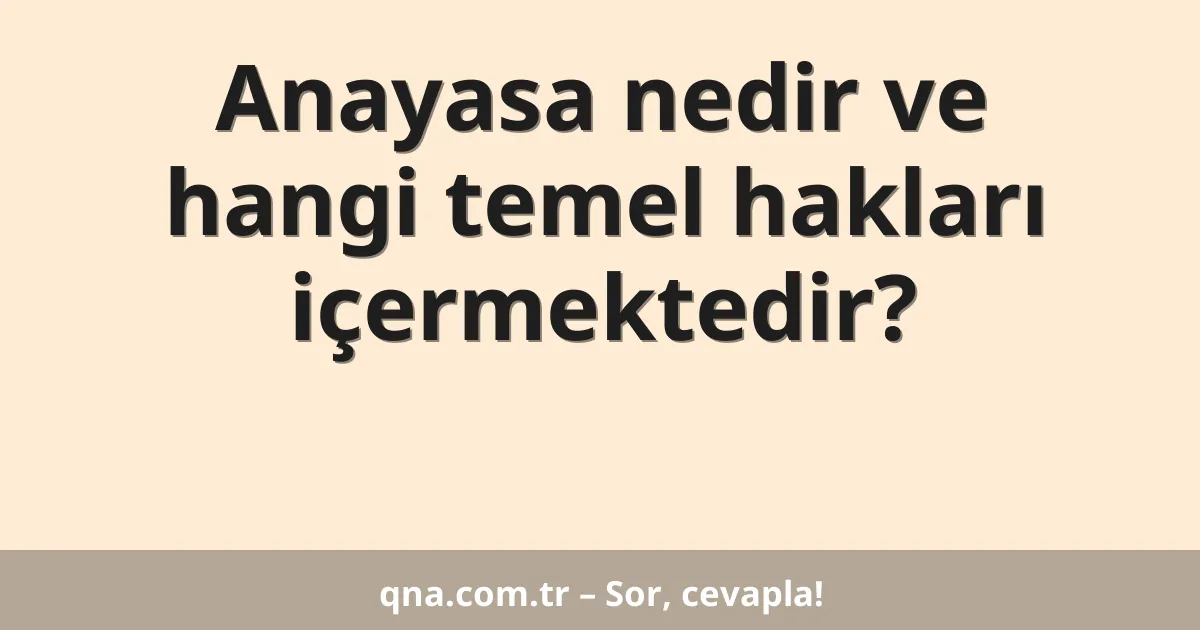 Anayasa nedir ve hangi temel hakları içermektedir?