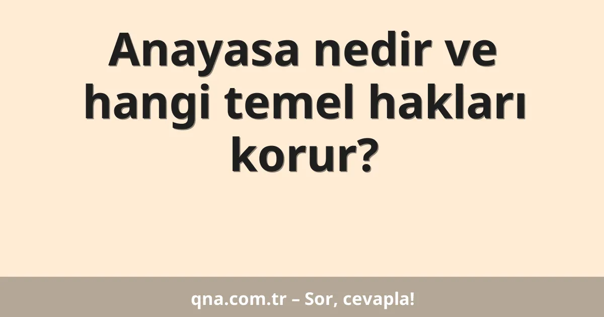 Anayasa nedir ve hangi temel hakları korur?