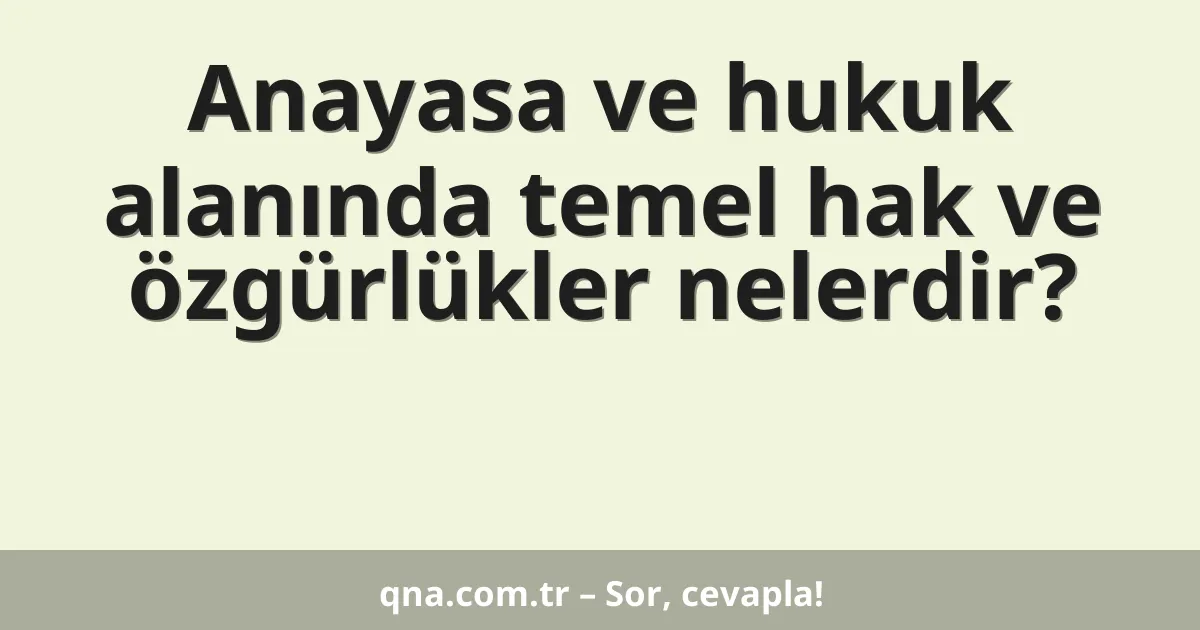 Anayasa ve hukuk alanında temel hak ve özgürlükler nelerdir?
