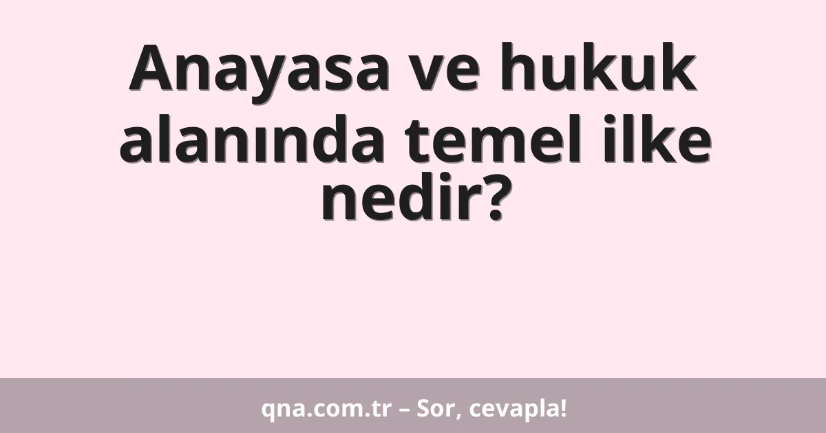 Anayasa ve hukuk alanında temel ilke nedir?