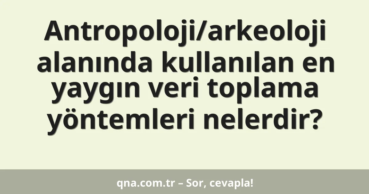Antropoloji/arkeoloji alanında kullanılan en yaygın veri toplama yöntemleri nelerdir?