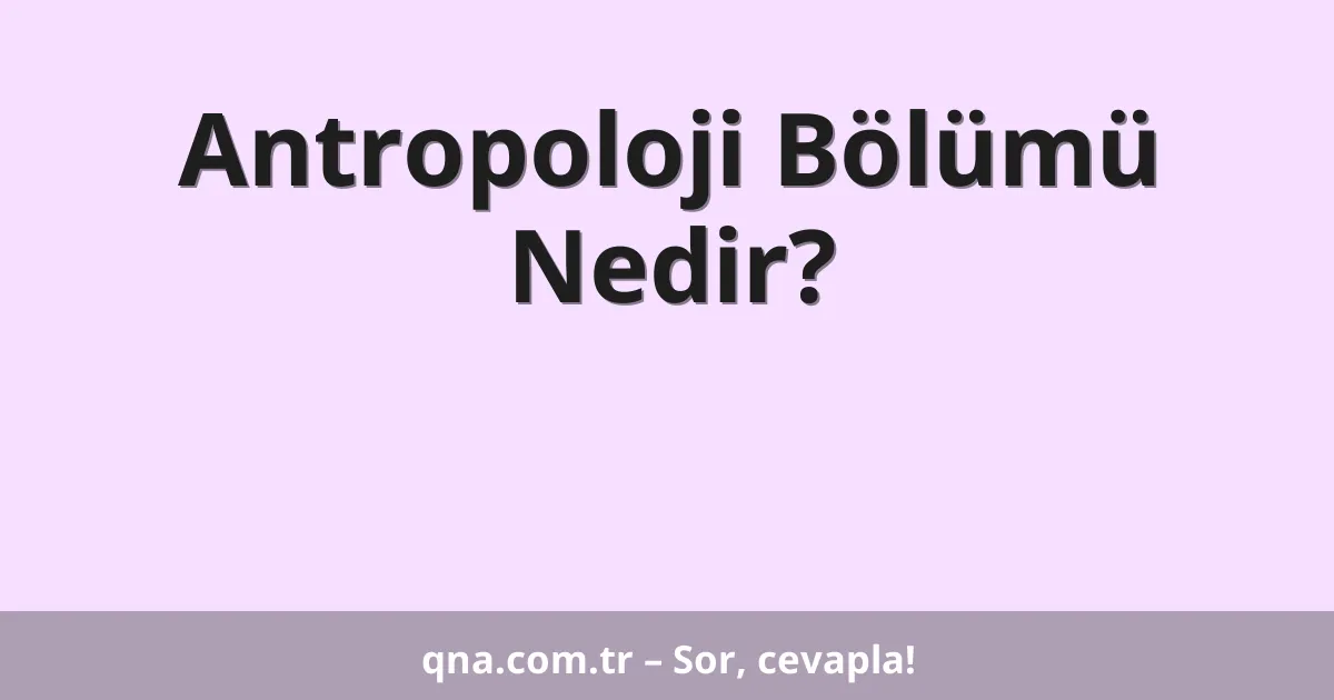 Antropoloji Bölümü Nedir?