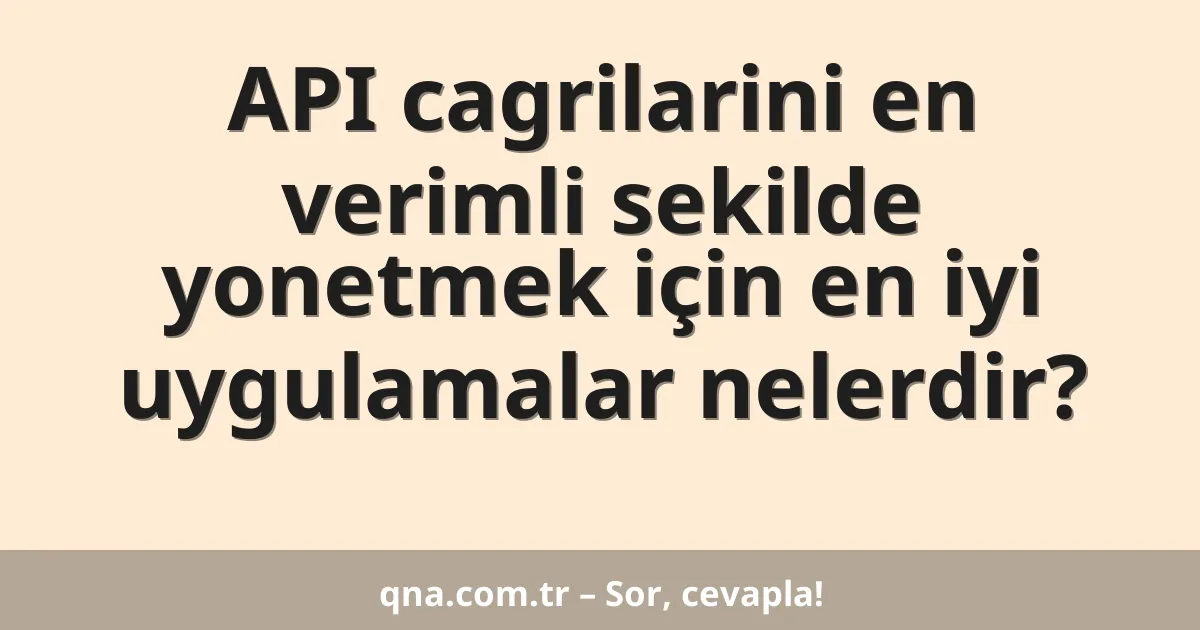 API cagrilarini en verimli sekilde yonetmek için en iyi uygulamalar nelerdir?